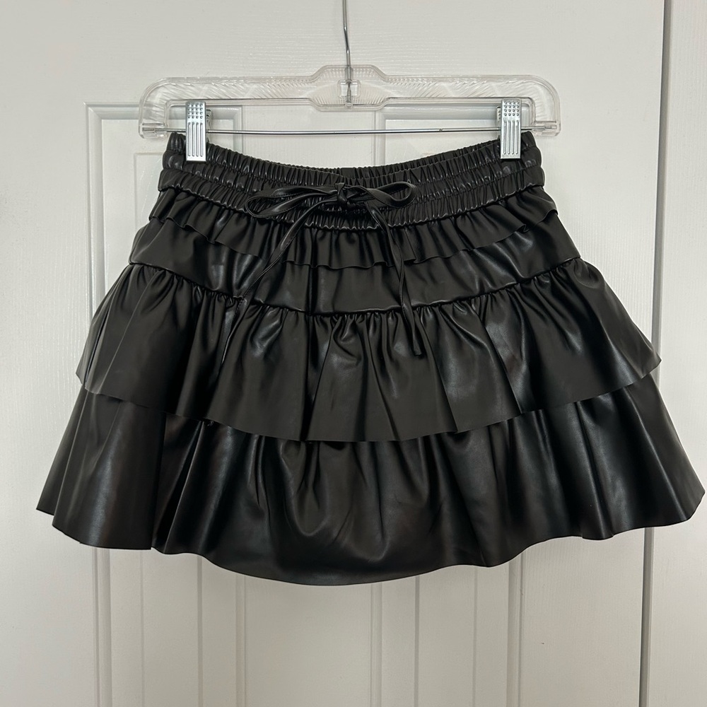 Mini Leather Ruffle Skirt/Skort NWT!!!